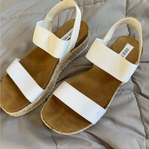 Steve Madden Jacklyn White Espadrille Platform Sandals Size 8